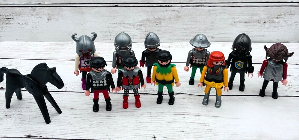 Playmobil KNIGHTS LOT - 10 Medieval Crusader Figures Horse Weapons Shield